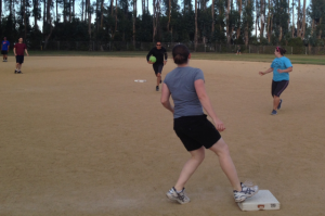 It was a close call when the ball was caught and nearly hurled at a running BAAAZKer.